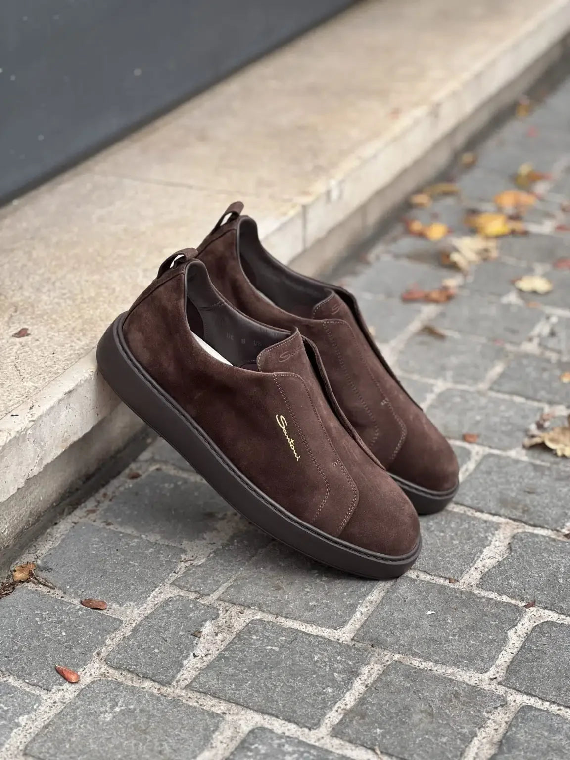 Santoni Easy Trainer Dark Brown Suede