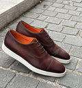 Santoni Casual Toe Cap Cap Toe Oxford in Scotch grain leather