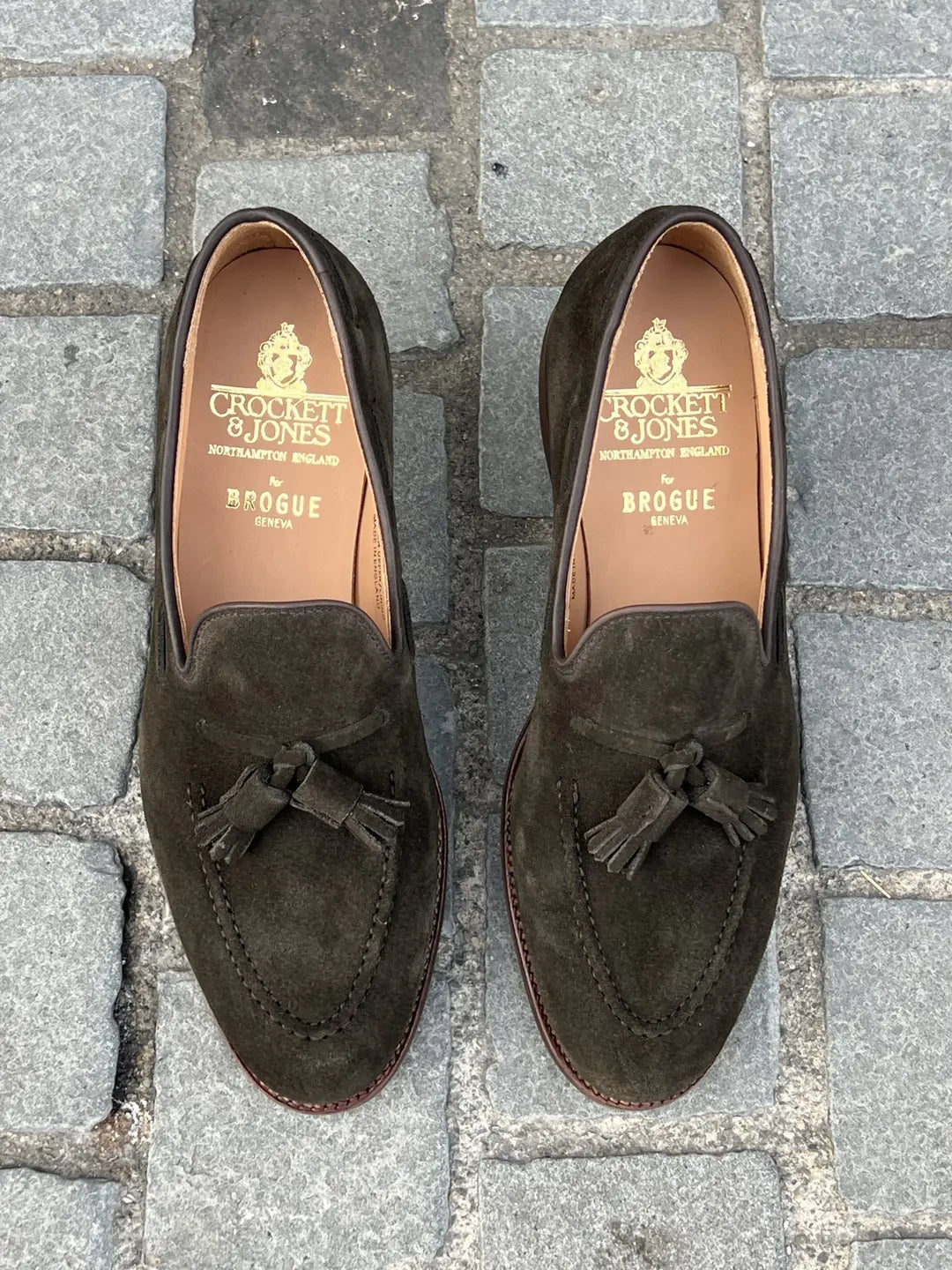 Crockett & Jones Cavendish Earth Green Suede Tassel Loafer, view 5
