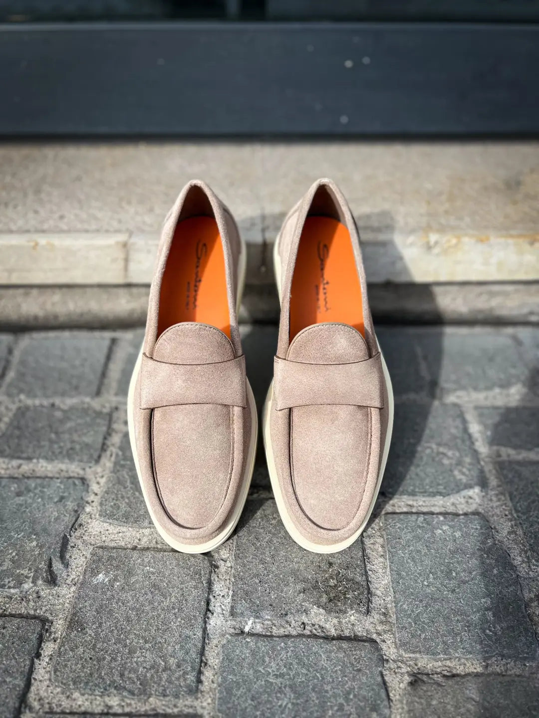 Santoni Apron Beige Suede Mocassin, view 5