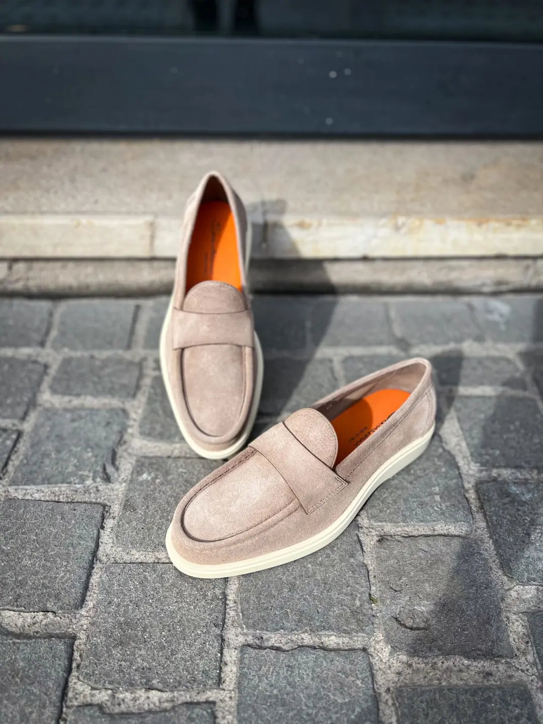 Santoni Apron Beige Suede Mocassin, view 3