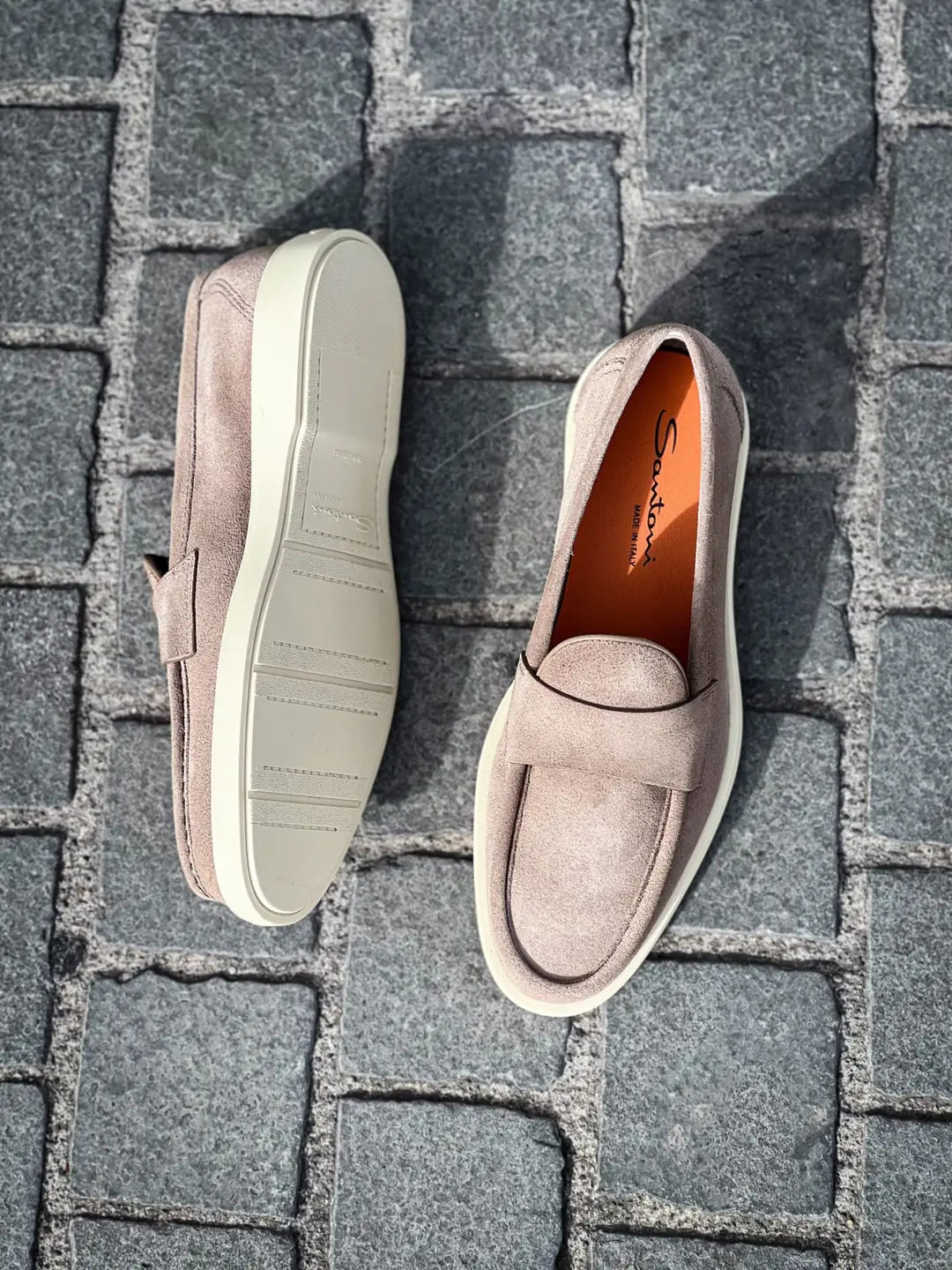 Santoni Apron Beige Suede Mocassin, view 2