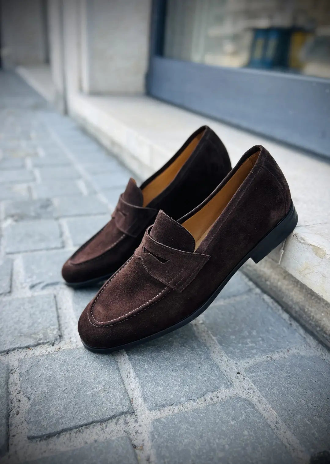 TLB Penny Loafer Dark Brown Suede, view 4