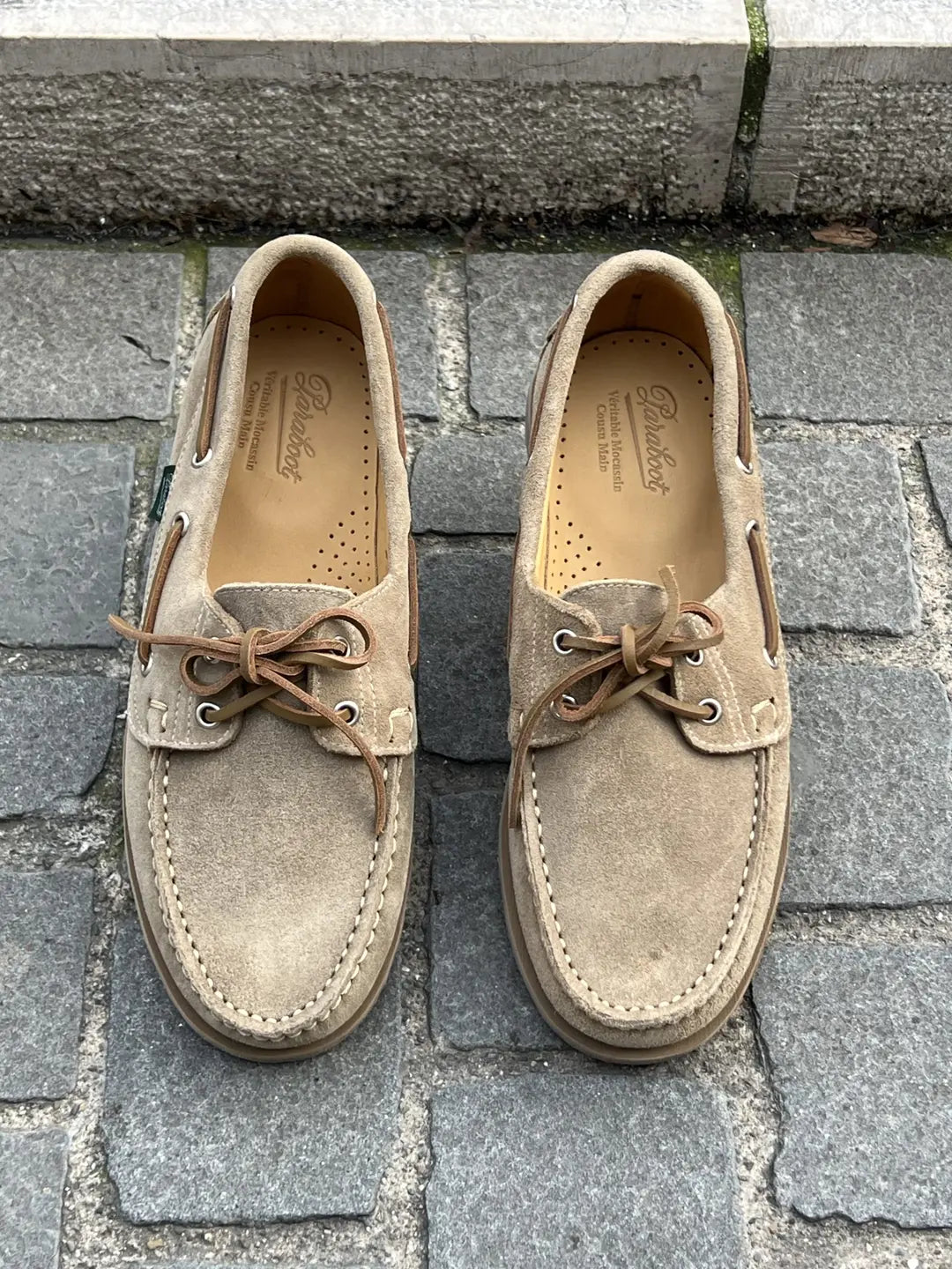 Paraboot Malo Sand Boat Shoe in suede, view 2