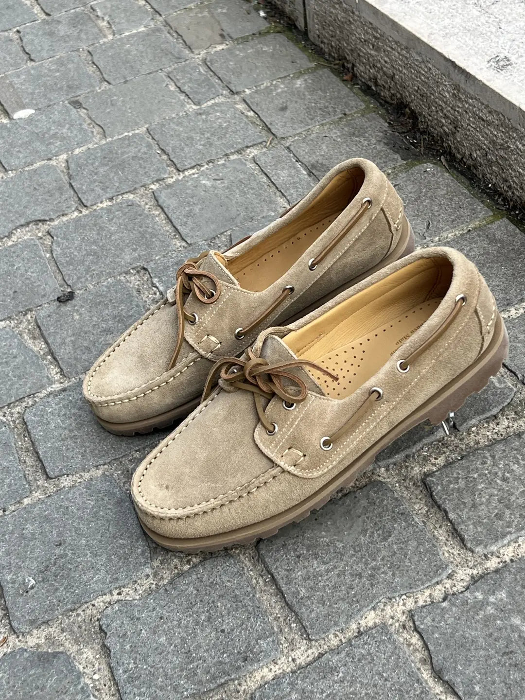 Paraboot Malo Sand Boat Shoe in suede, view 3