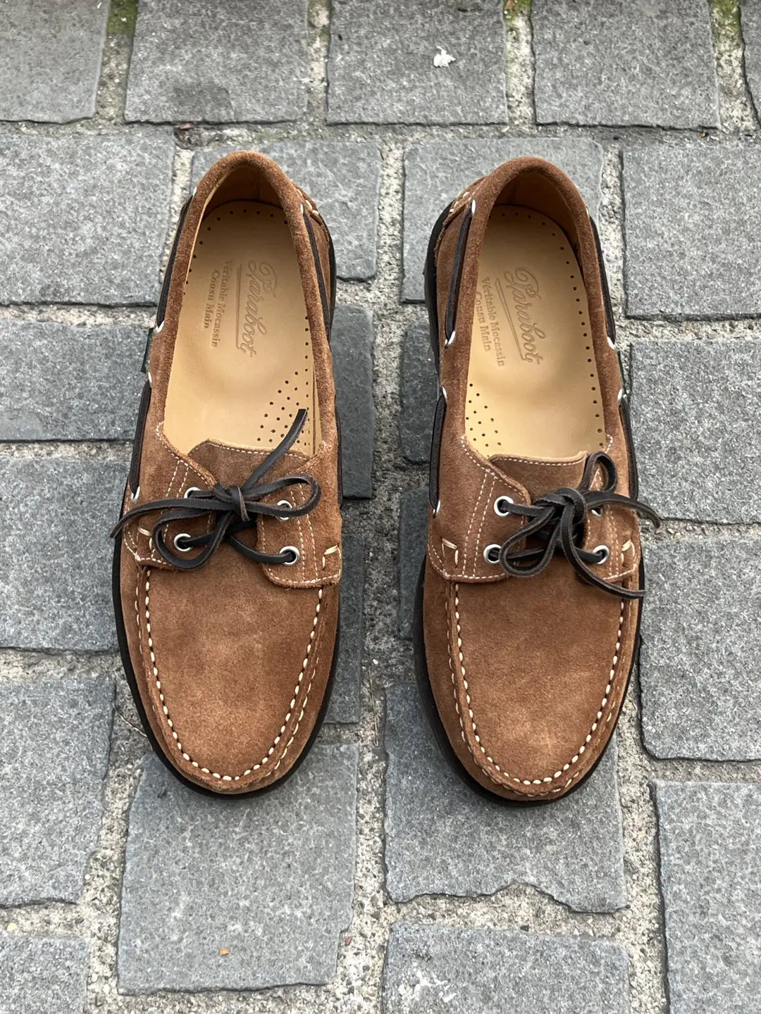 Paraboot Malo Cognac Boat Shoe in suede, view 5