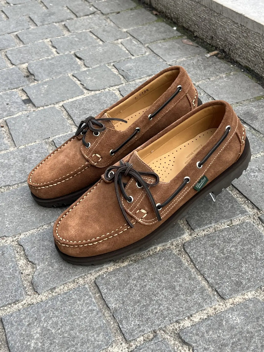 Paraboot Malo Cognac Boat Shoe in suede, view 4
