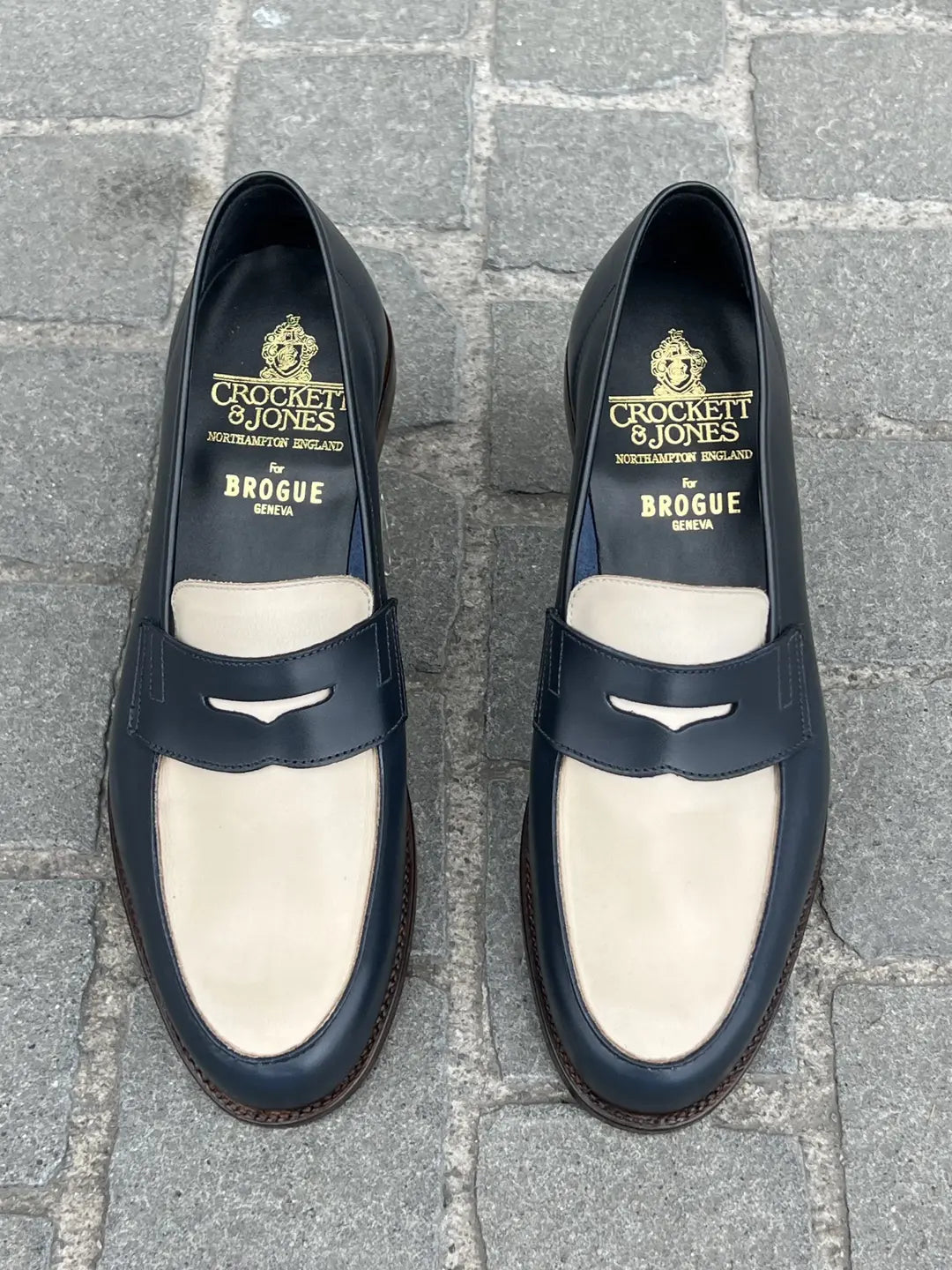 Crockett & Jones Richmond 2 Navy Ivory Penny Loafer in calf leather, view 5