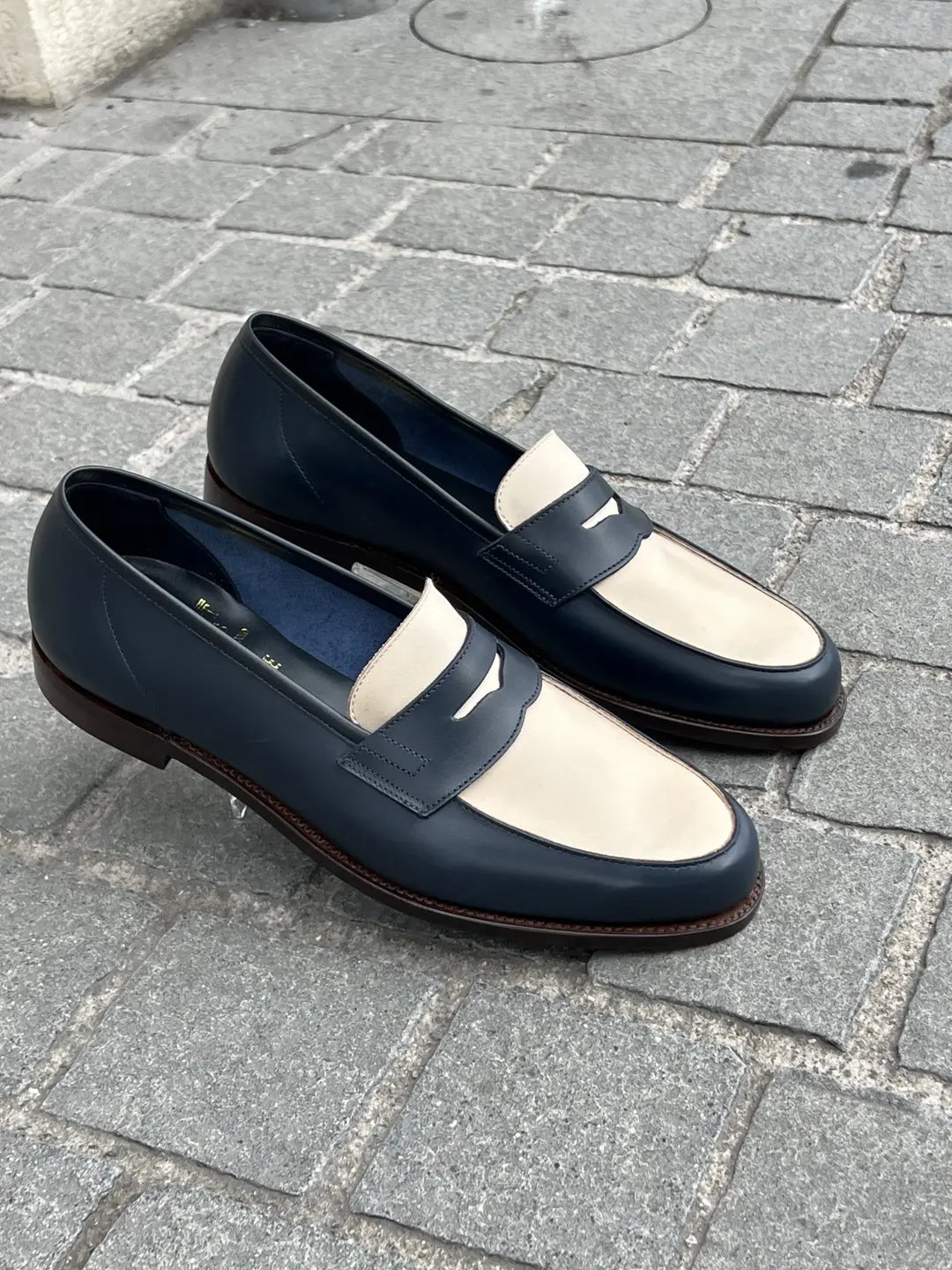Crockett & Jones Richmond 2 Navy Ivory Penny Loafer in calf leather
