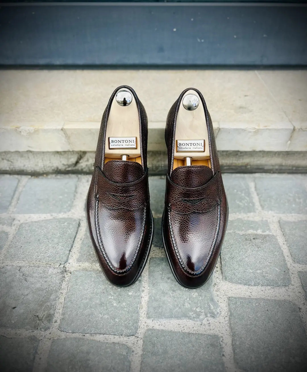Bontoni Principe Dark Brown Grain Penny Loafer, view 2