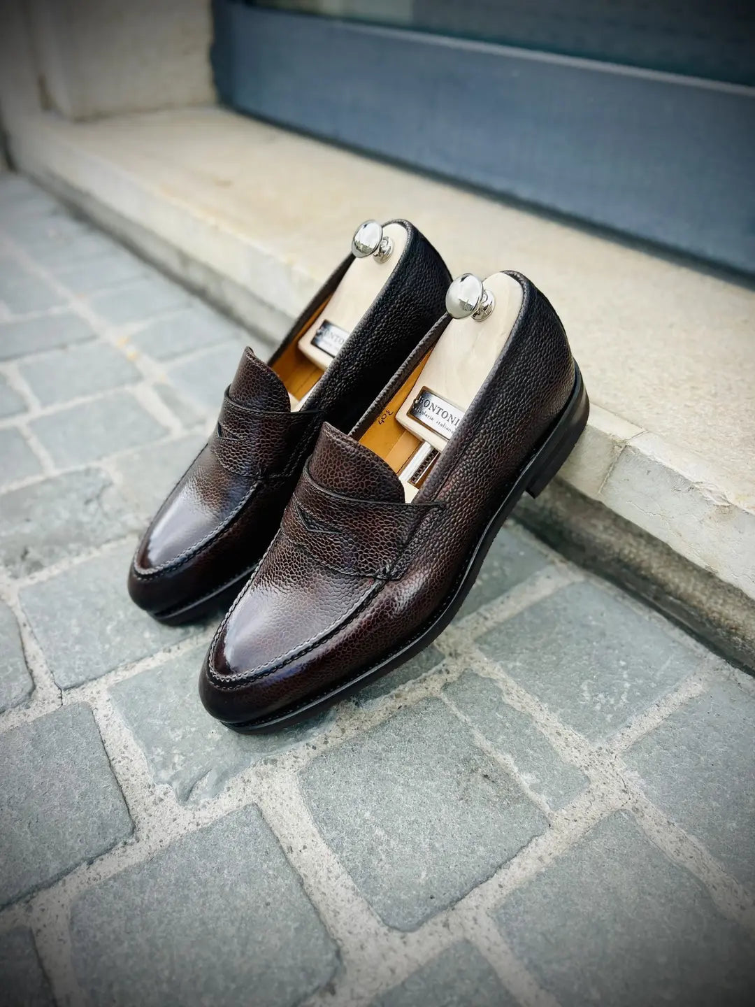 Bontoni Principe Dark Brown Grain Penny Loafer, view 3