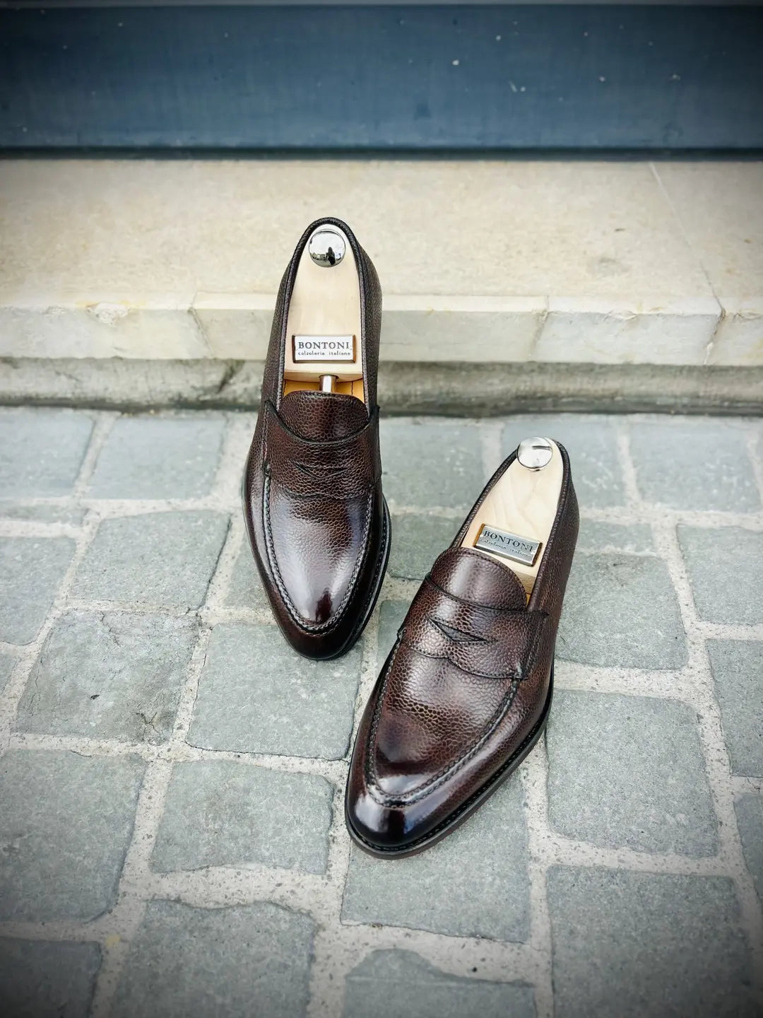 Bontoni Principe Dark Brown Grain Penny Loafer, view 4