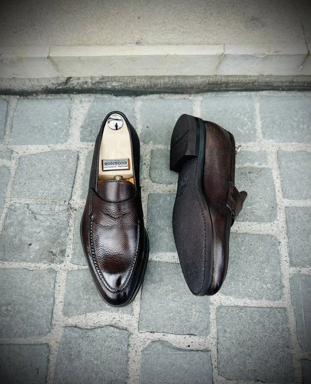 Bontoni Principe Dark Brown Grain Penny Loafer, view 5