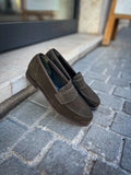 Crockett & Jones Richmond Earth Green Suede Penny Loafer