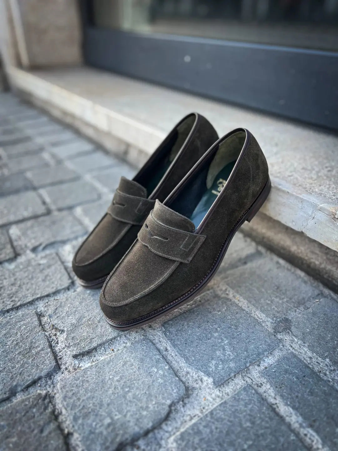 Crockett & Jones Richmond Earth Green Suede Penny Loafer, view 4