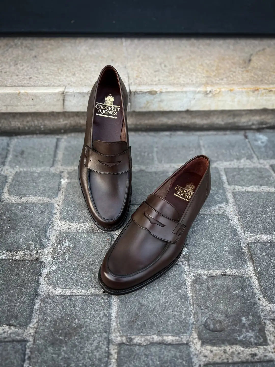 Crockett & Jones Richmond Dark Brown Leather Penny Loafer, view 3