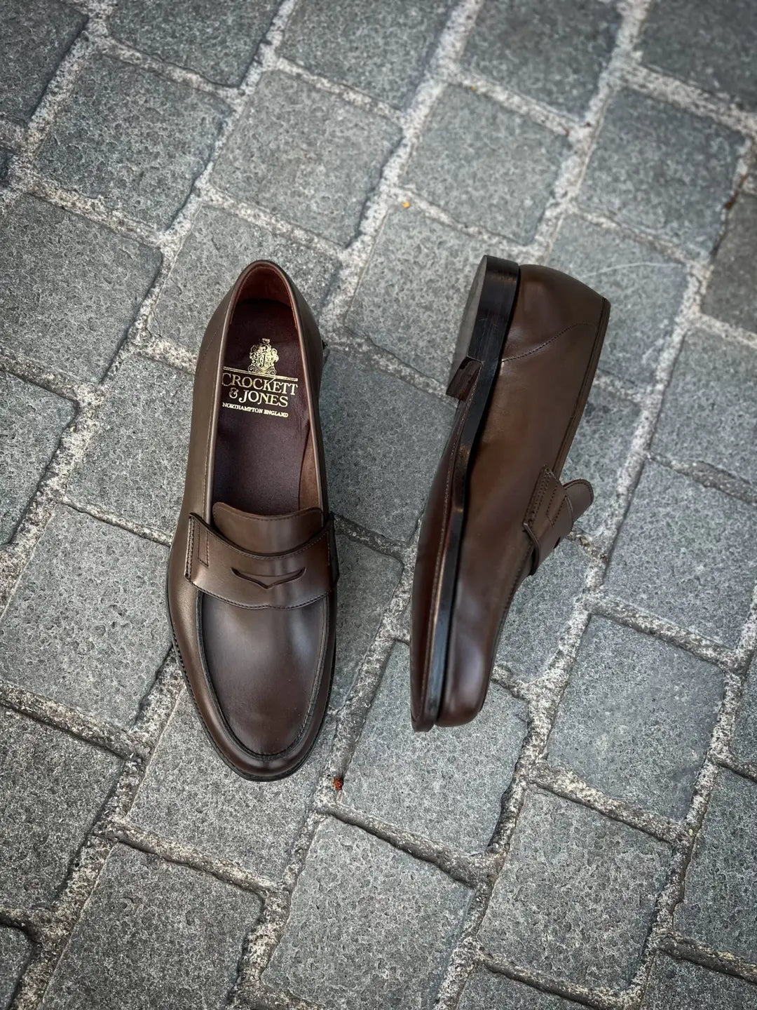 Crockett & Jones Richmond Dark Brown Leather Penny Loafer, view 2