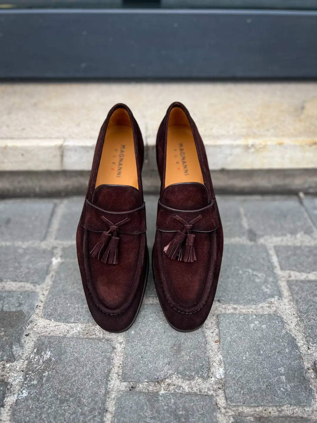 Magnanni Tassel Loafer Dark Brown Suede, view 4
