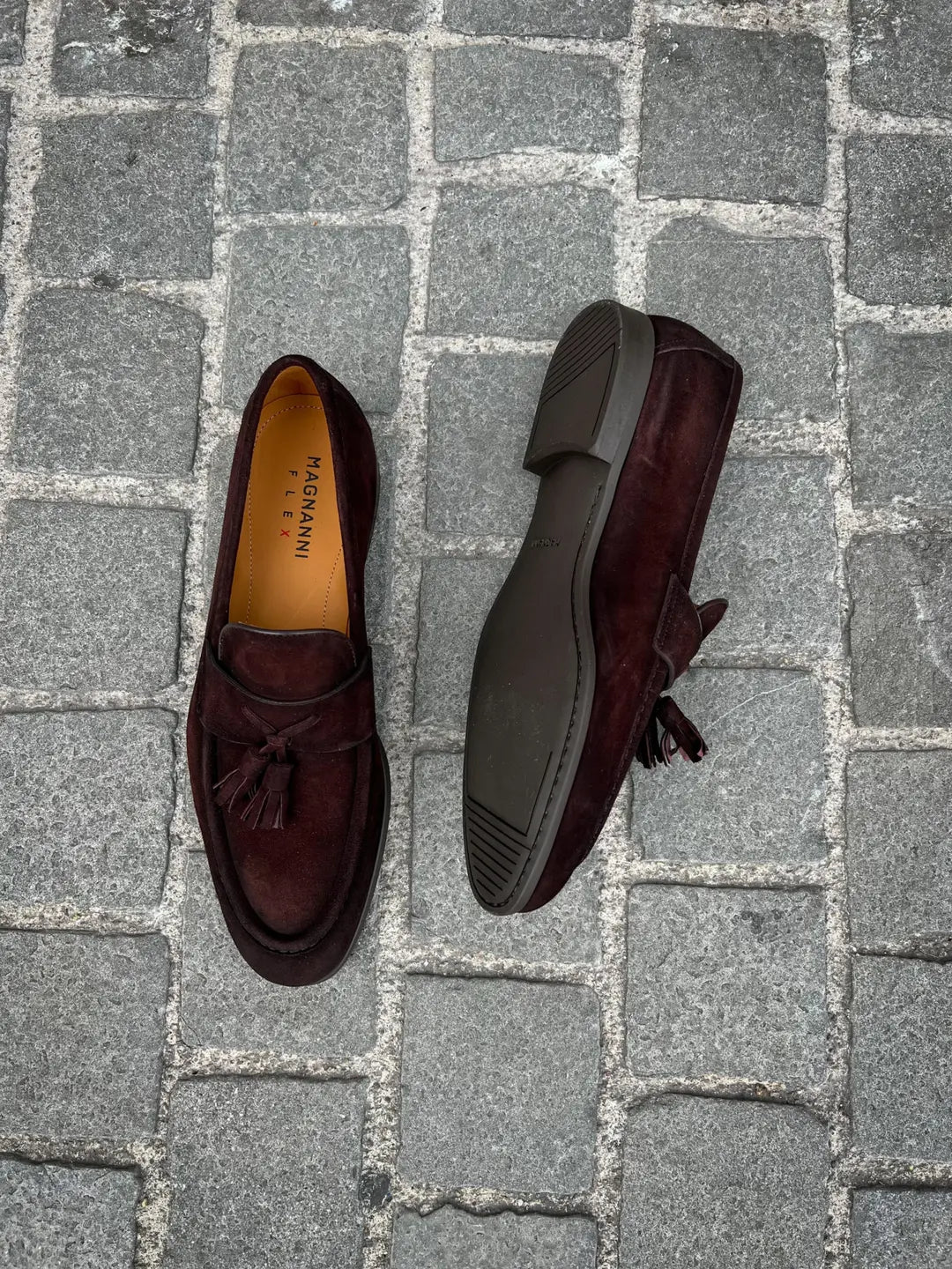 Magnanni Tassel Loafer Dark Brown Suede, view 2