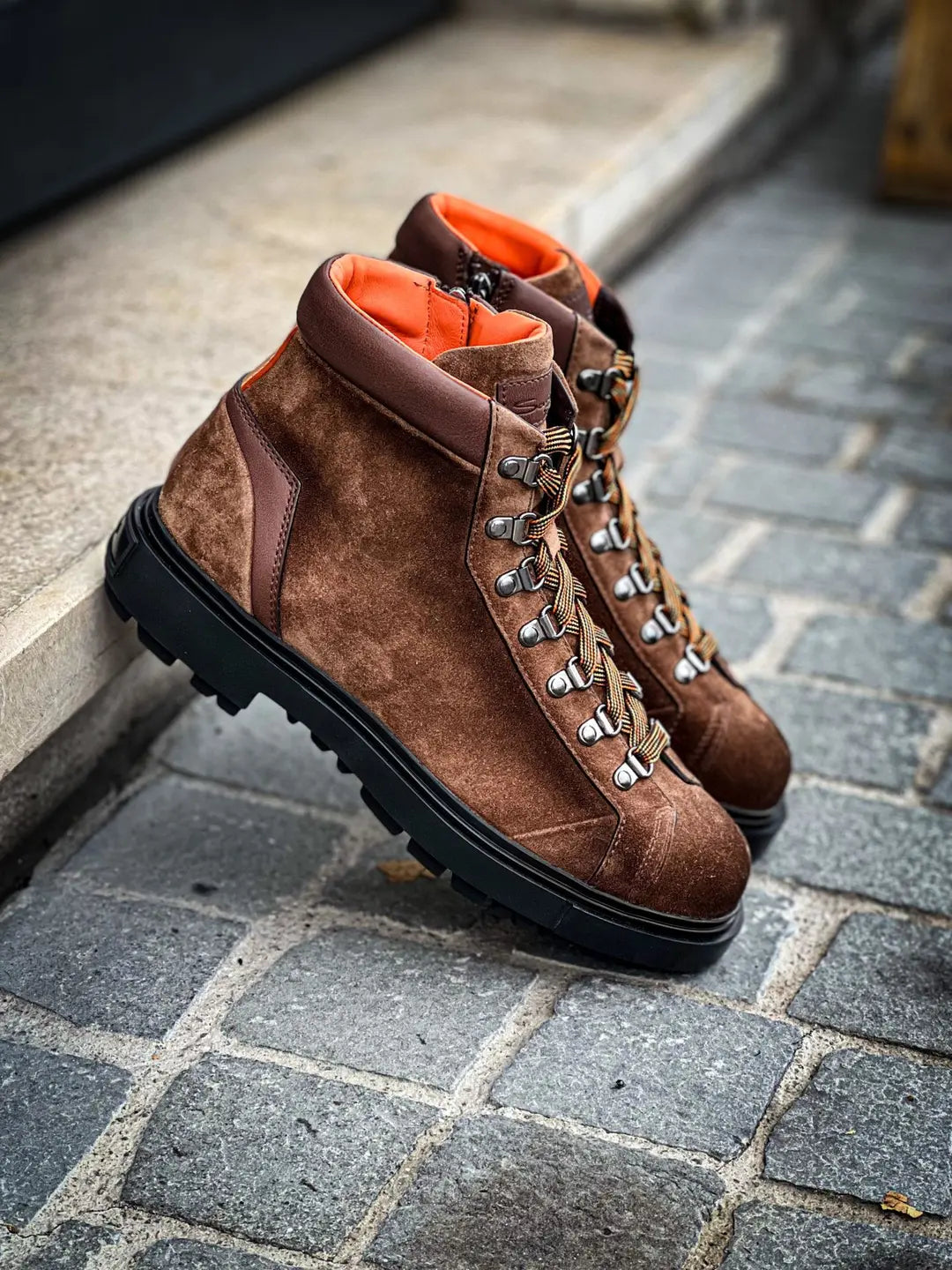 Santoni Alpin Boot Brown Suede