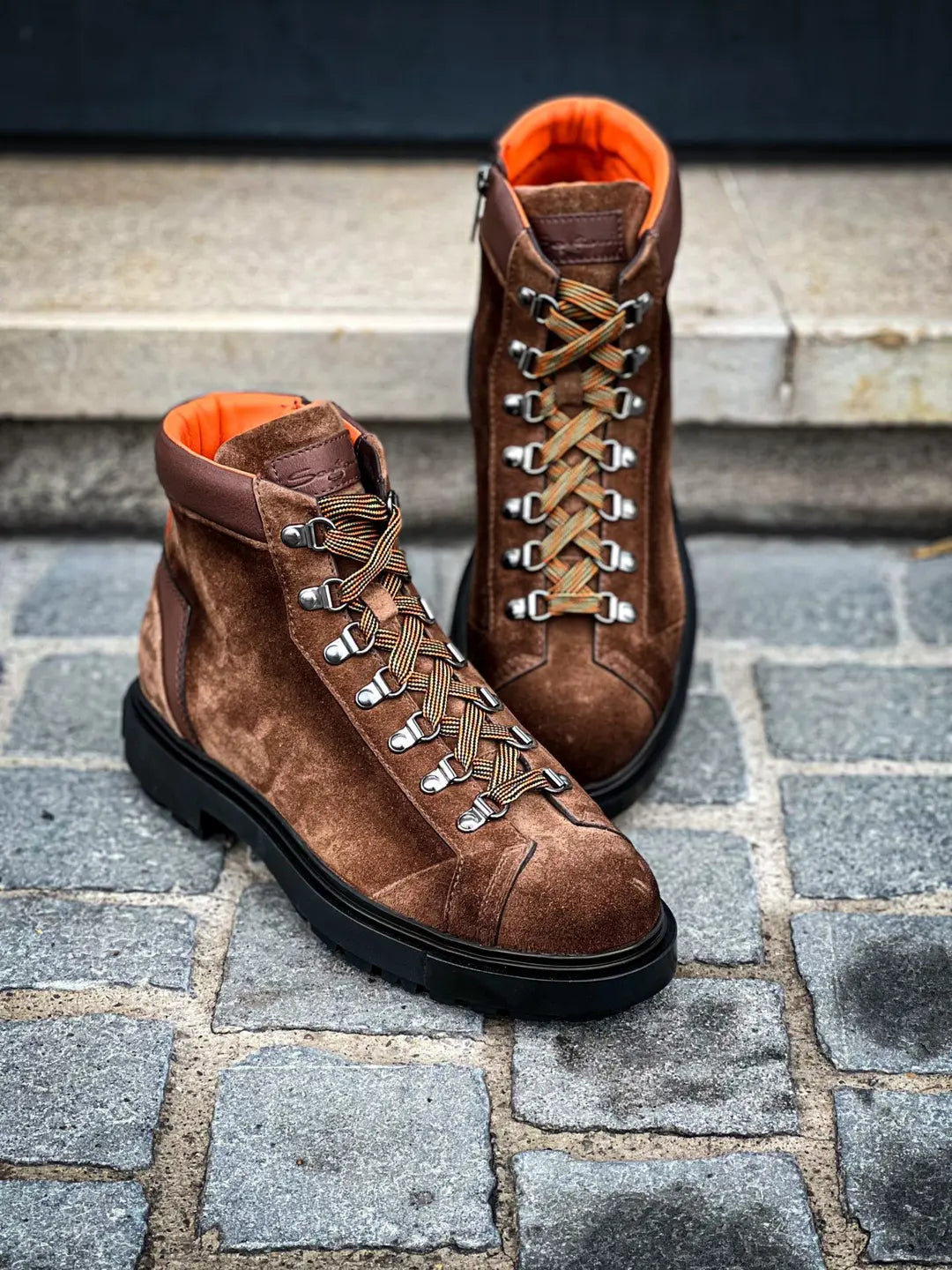 Santoni Alpin Boot Brown Suede, view 3