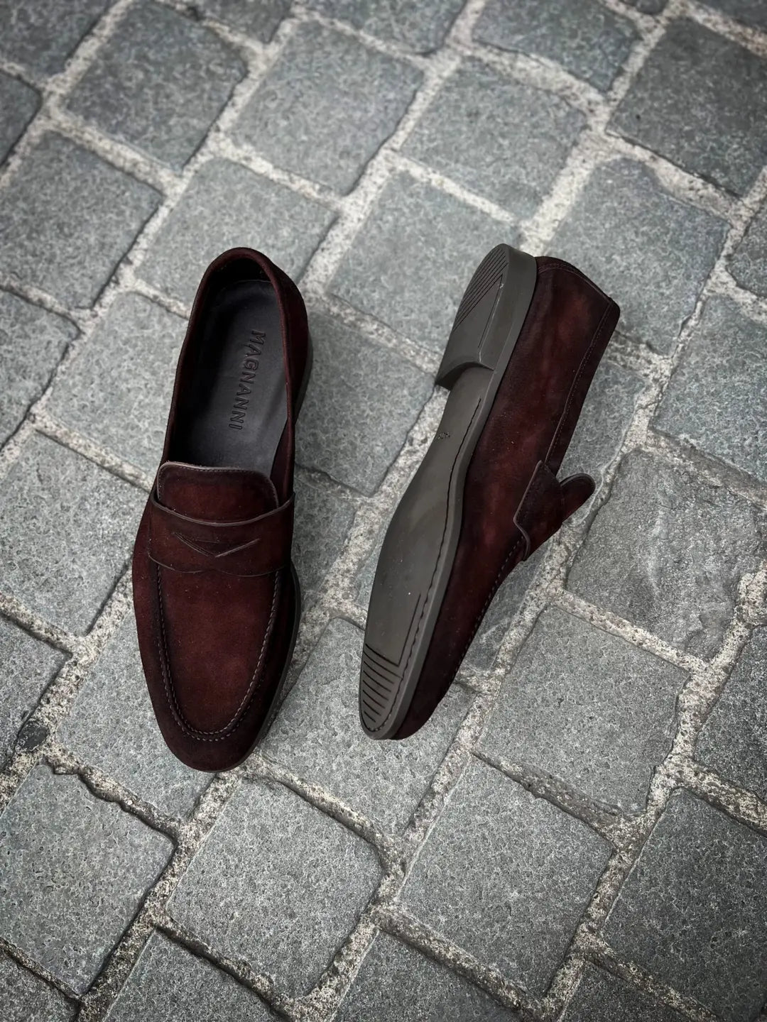Magnanni Moccasin Dark Brown Suede Rubber Sole, view 2