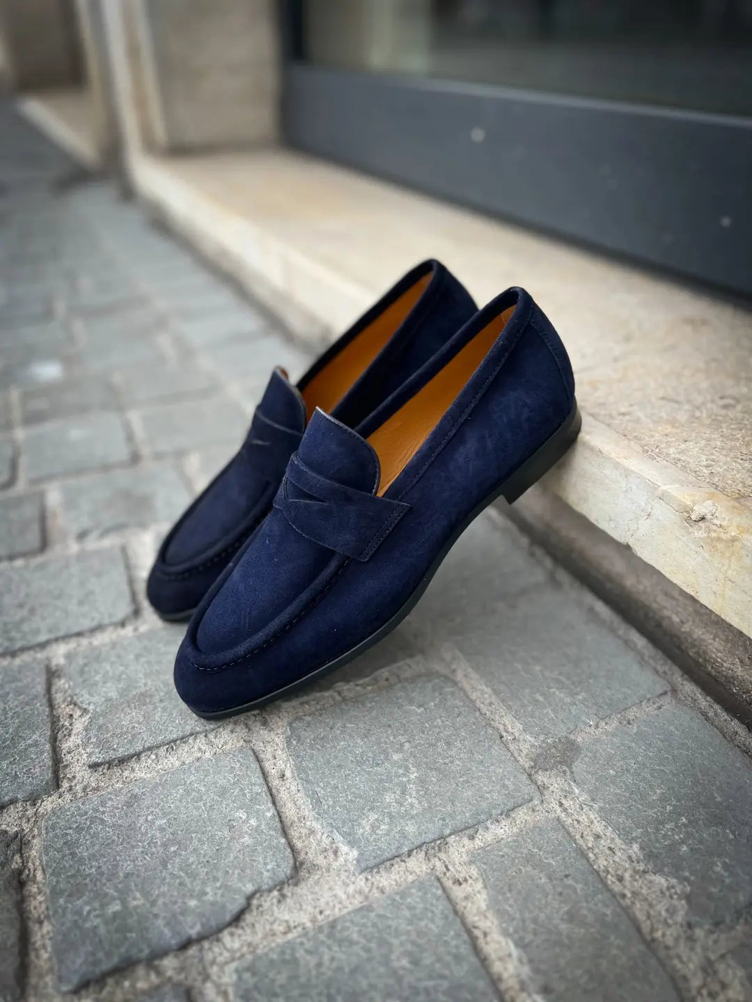 Magnanni Navy Suede Mocassin Rubber Sole, view 5