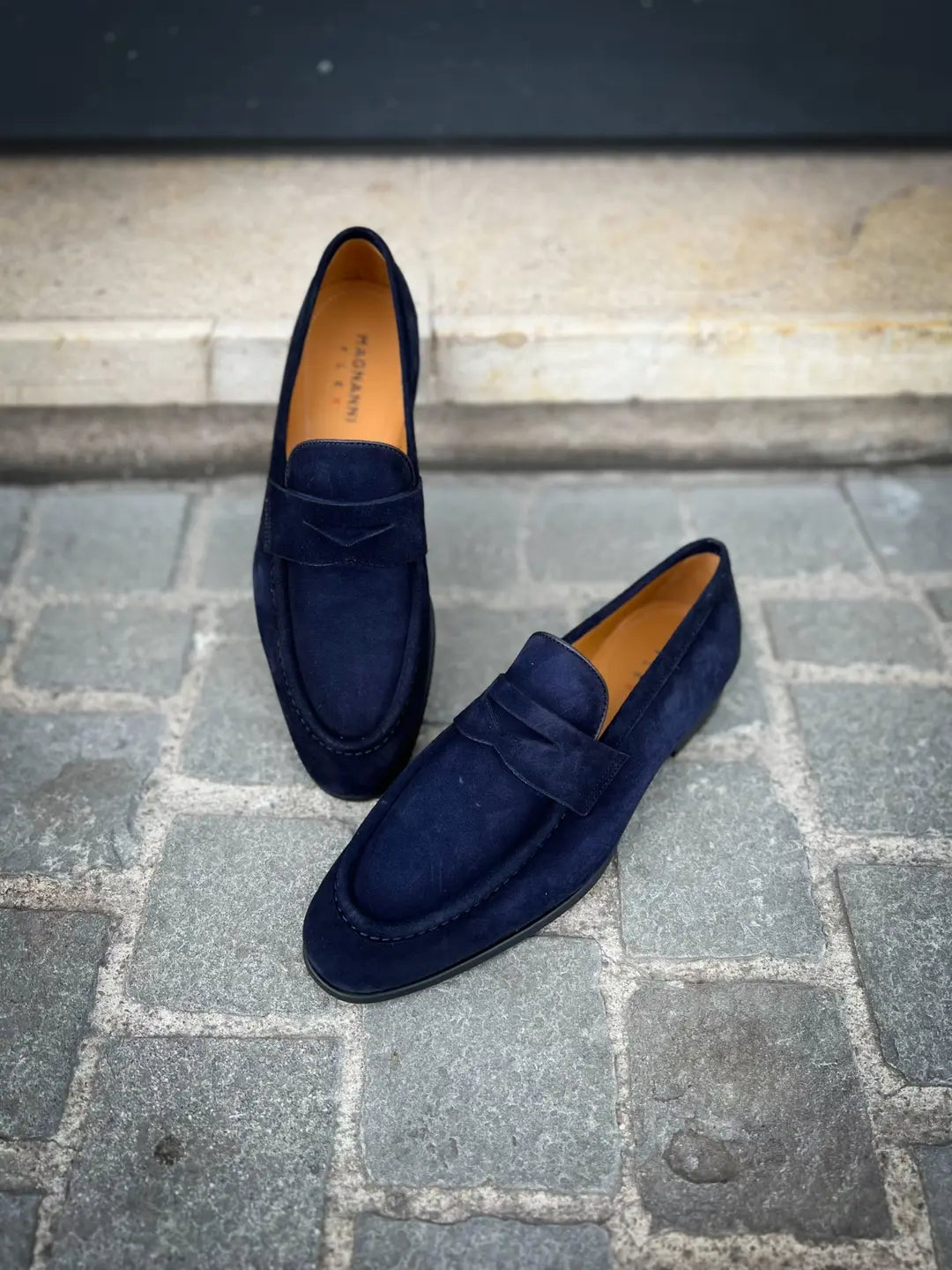 Magnanni Navy Suede Mocassin Rubber Sole, view 3