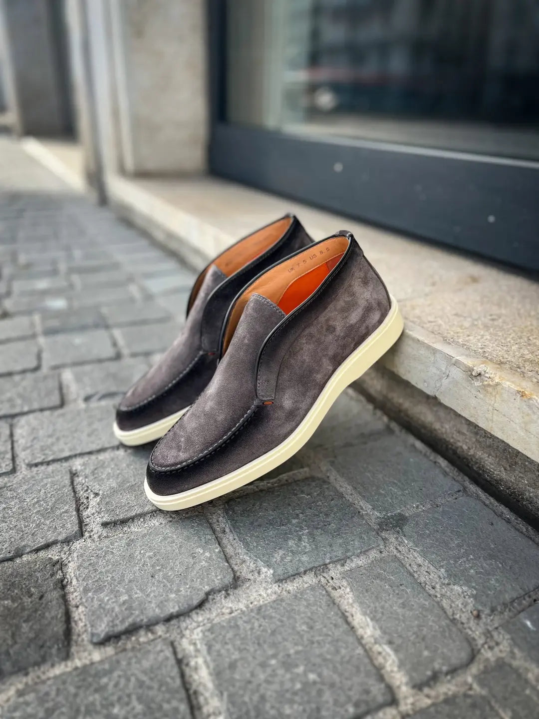 Santoni Slip On Boot Light Grey Suede, view 5