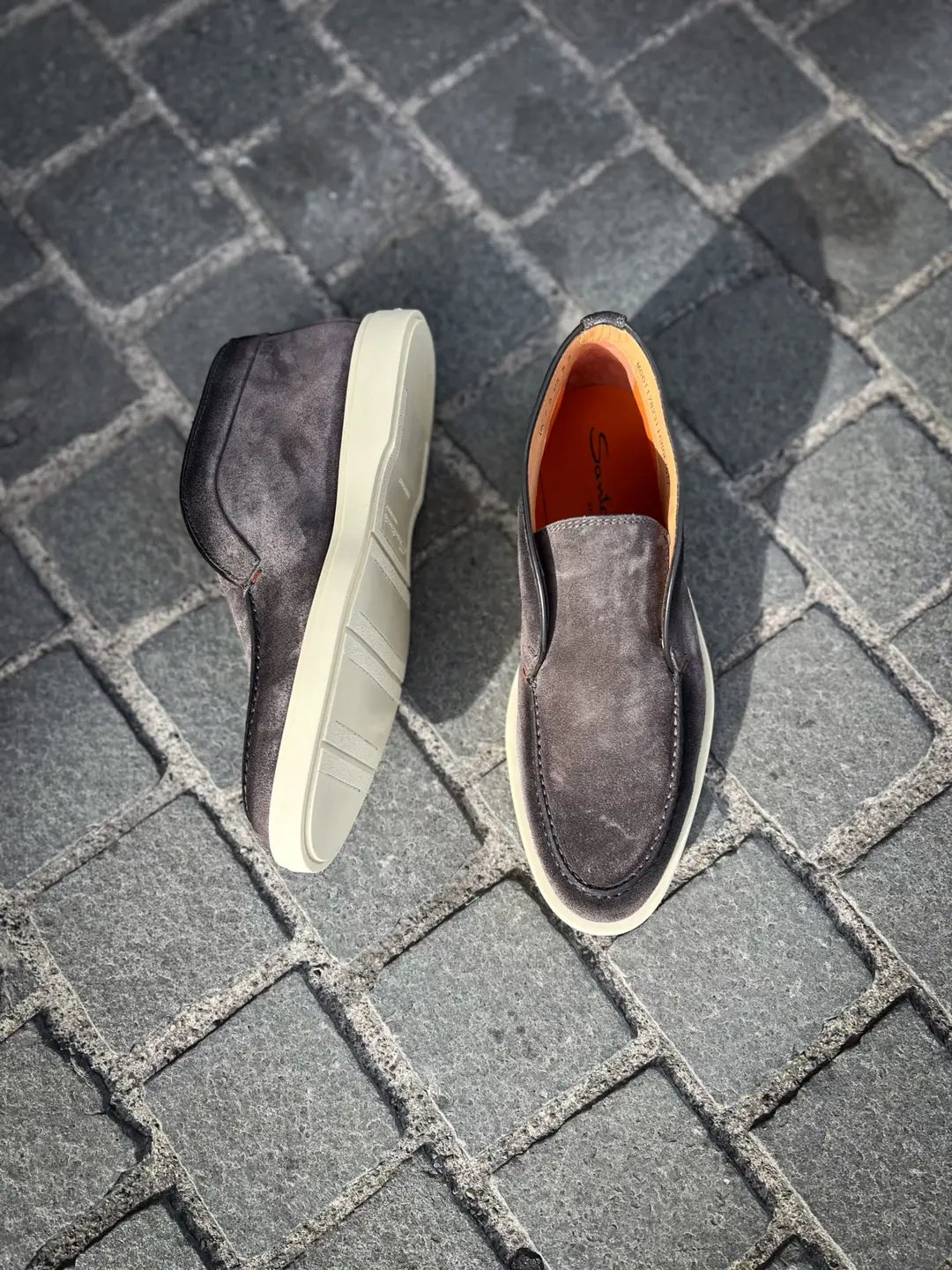 Santoni Slip On Boot Light Grey Suede, view 4