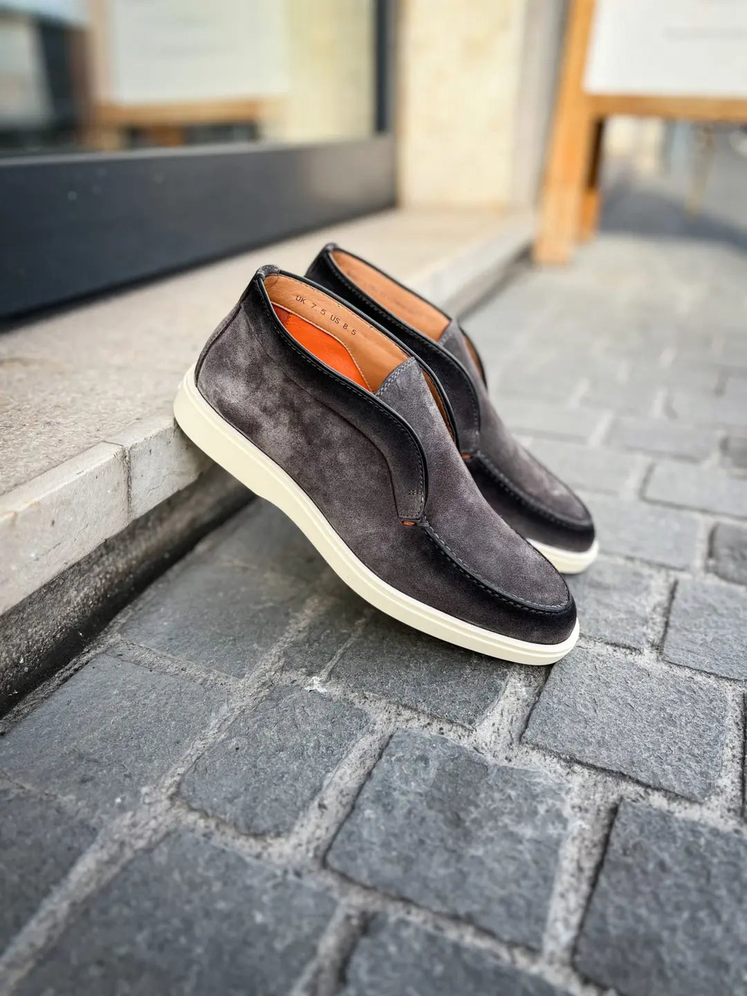 Santoni Slip On Boot Light Grey Suede