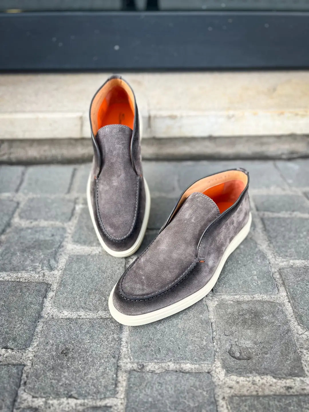 Santoni Slip On Boot Light Grey Suede, view 3