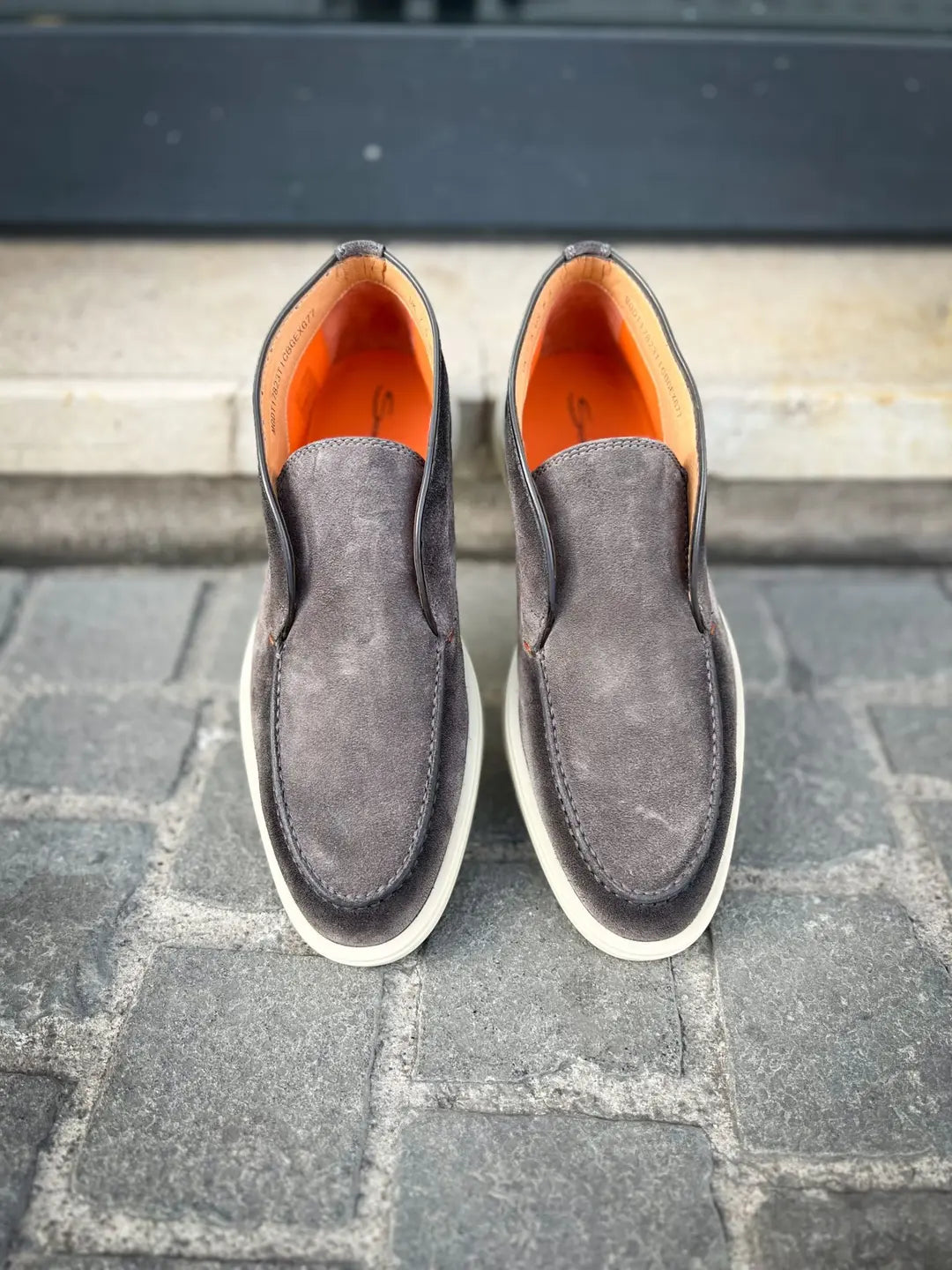 Santoni Slip On Boot Light Grey Suede, view 2