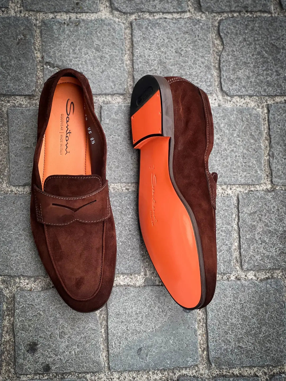 Santoni Dark Brown Mocassin Leather Sole, view 5