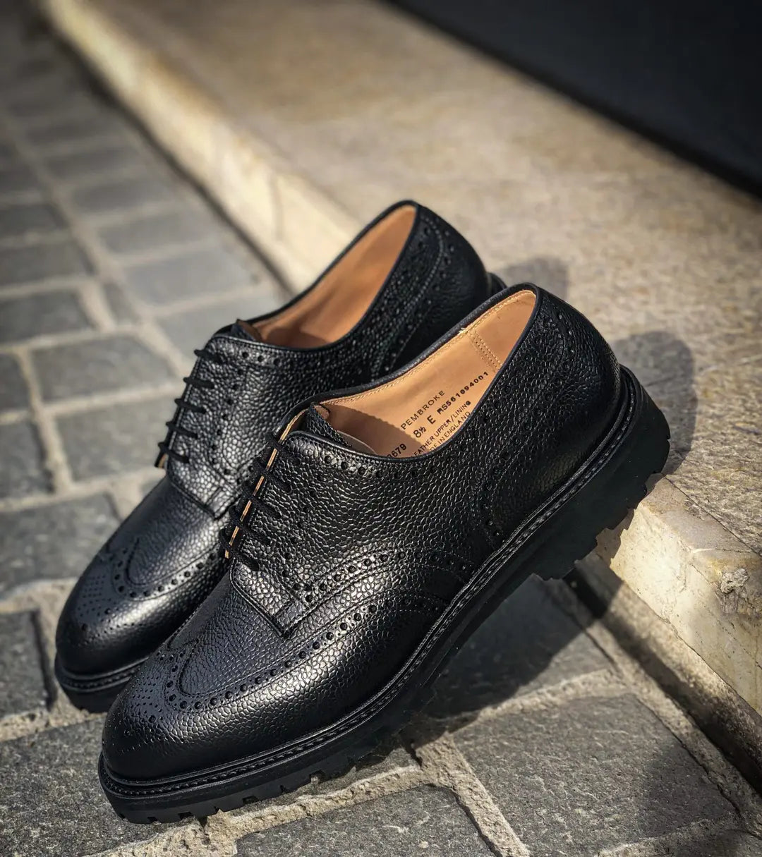 Crockett & Jones Pembroke Black Grain Brogue Derby, view 4