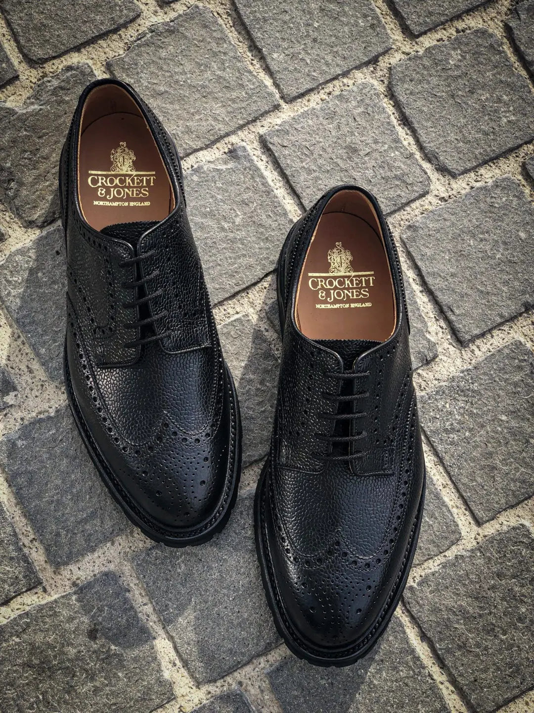 Crockett & Jones Pembroke Black Grain Brogue Derby, view 3