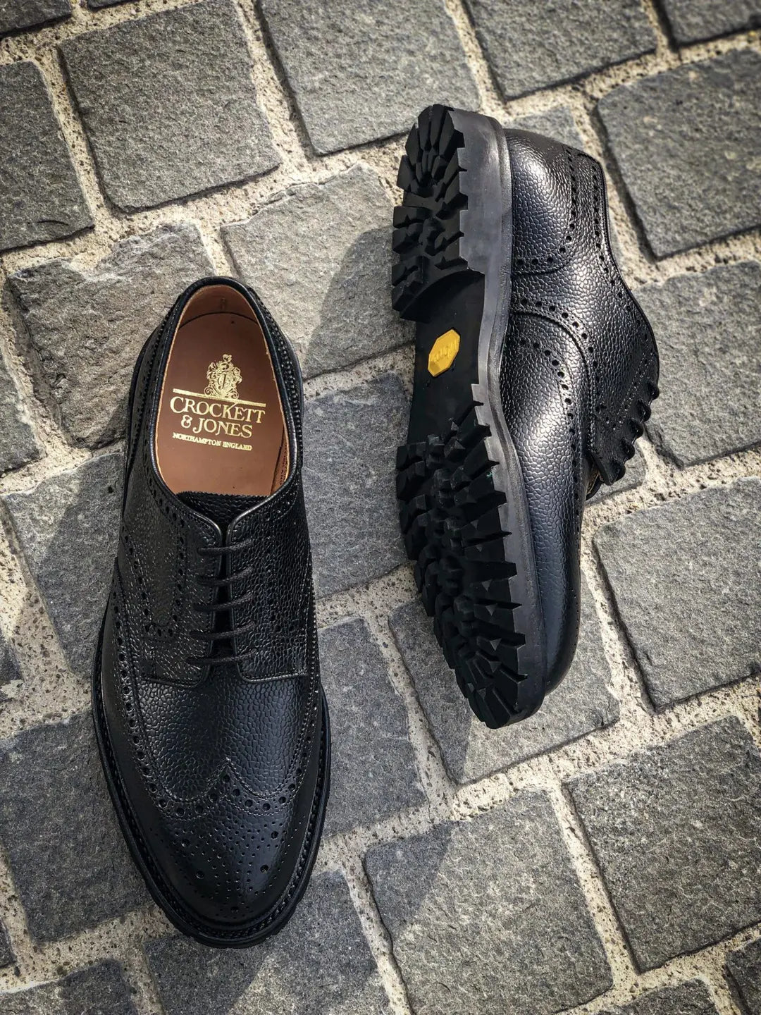 Crockett & Jones Pembroke Black Grain Brogue Derby, view 2