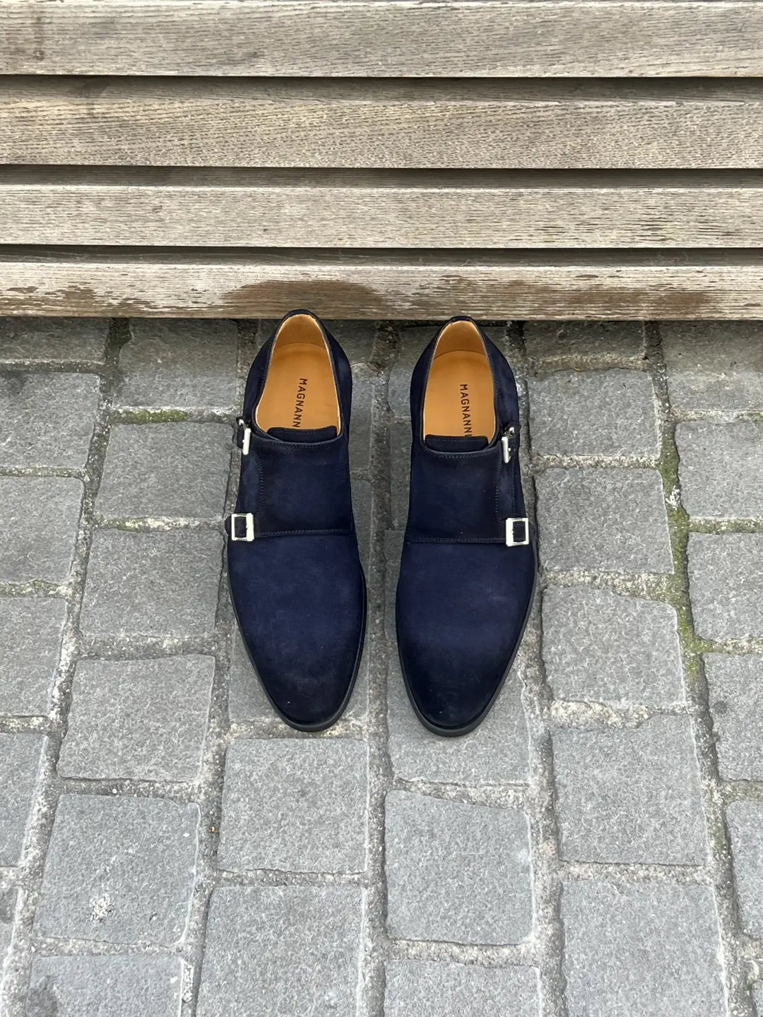 Magnanni Double Buckle Navy Suede, view 5