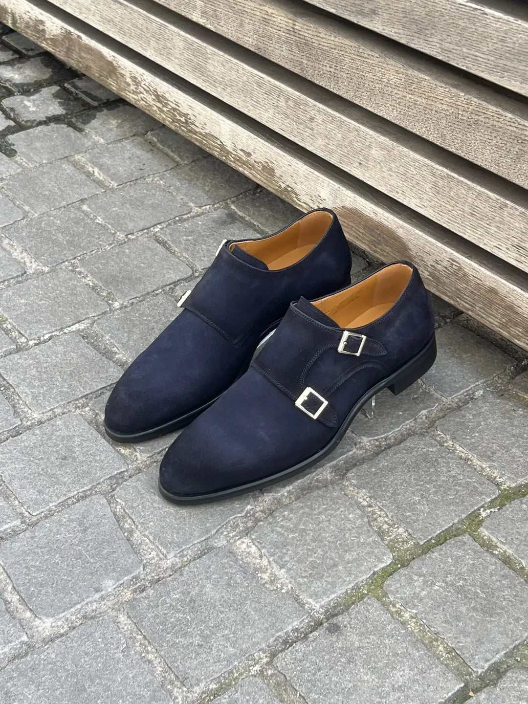 Magnanni Double Buckle Navy Suede, view 4
