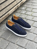 Magnanni Navy Woven Leather Sneakers