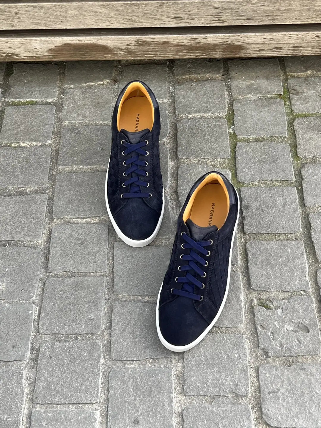 Magnanni Navy Woven Leather Sneakers, view 4