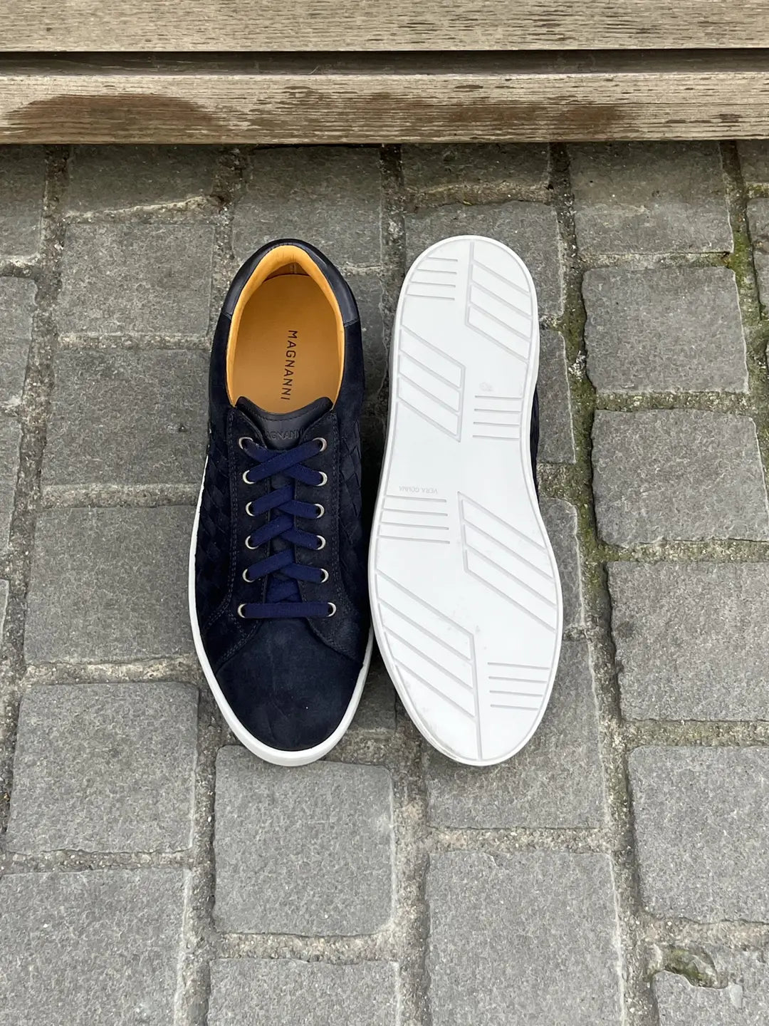 Magnanni Navy Woven Leather Sneakers, view 5