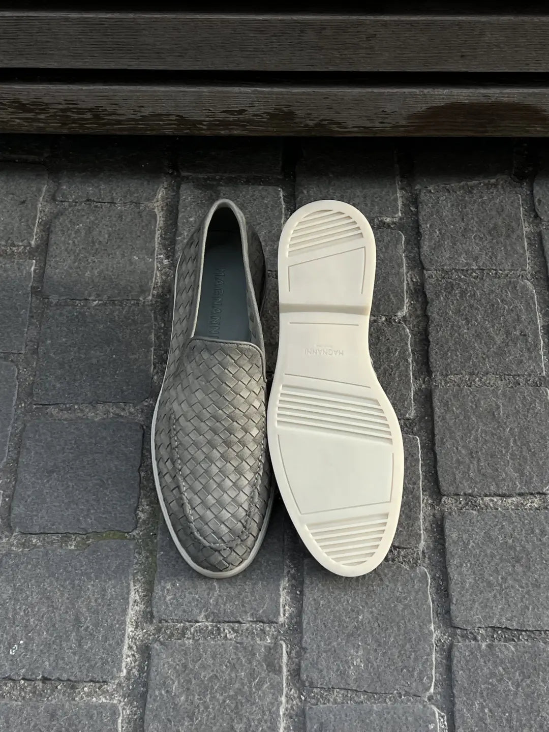 Magnanni Suede Woven Loafer, view 5