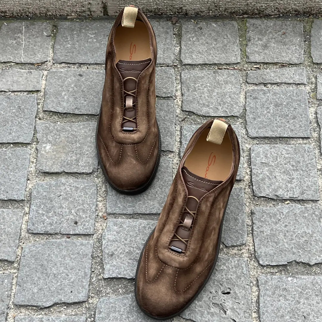 Santoni Slip On Trainers in suede, view 5