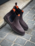 Santoni Grey Suede Apron Chelsea Boot