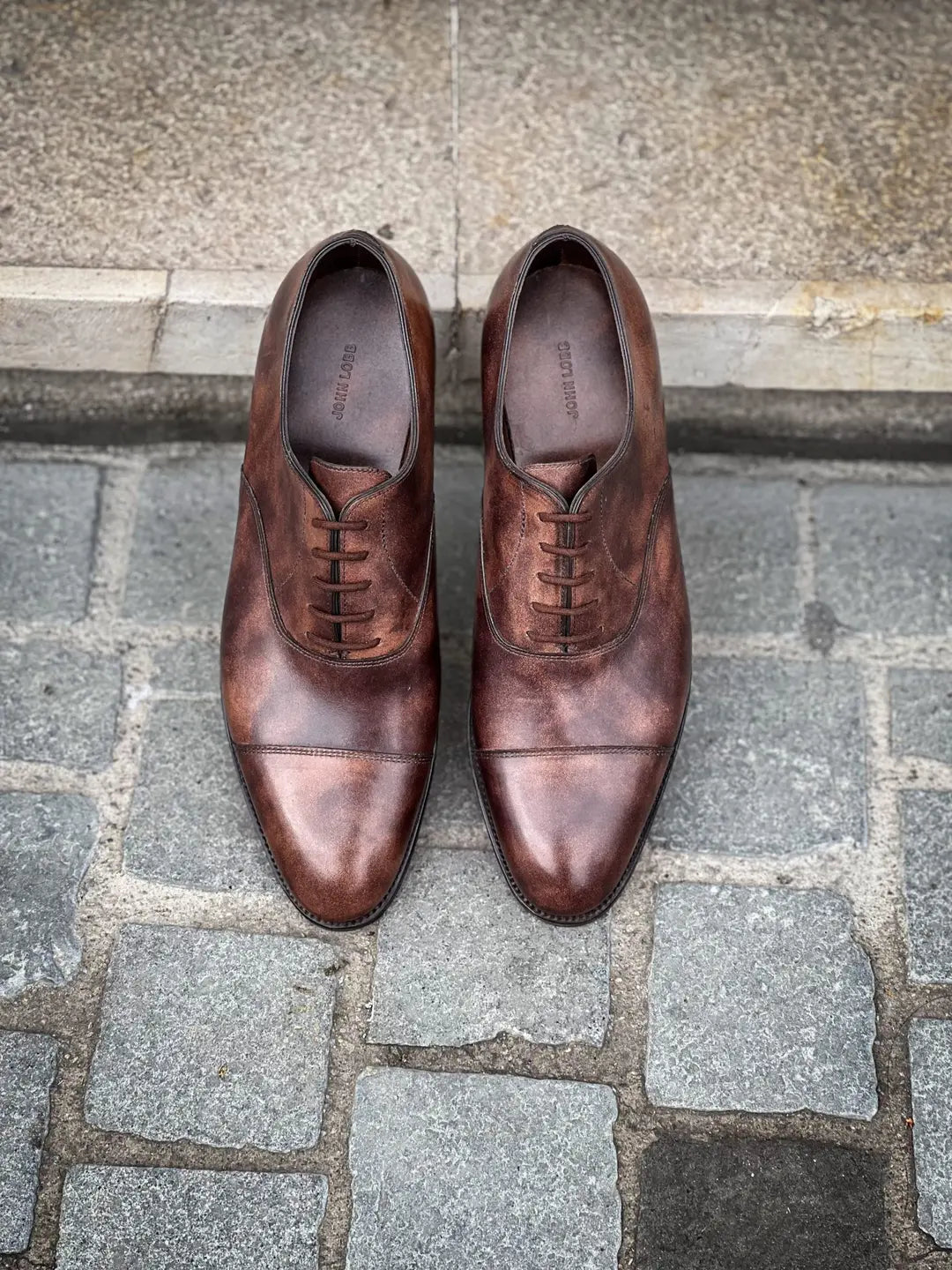 John Lobb City II Brown Museum Cap Toe Oxford in calf leather, view 5