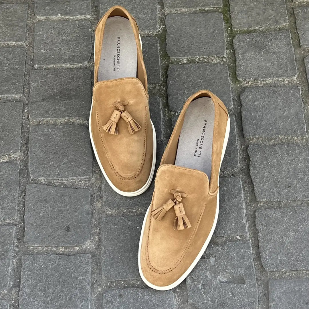 Franceschetti Tassel Slip On Mocassin in suede, view 3