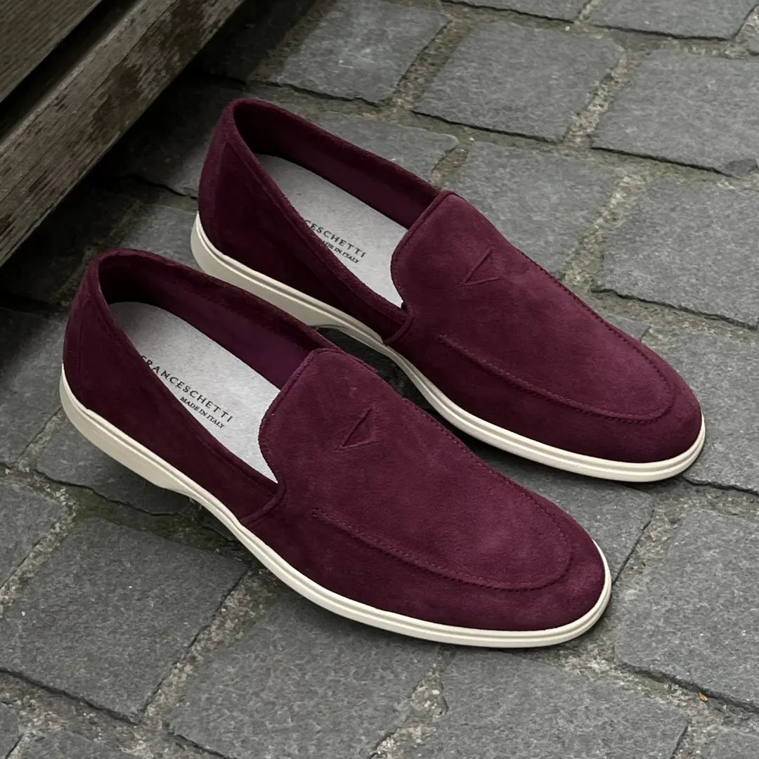 Franceschetti Burgundy Slip On Mocassin in suede
