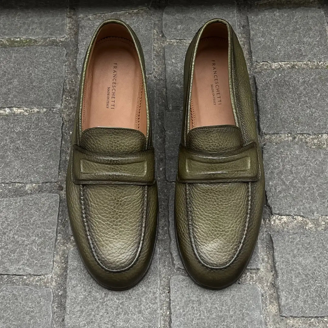 Franceschetti Green Grain Leather Loafer, view 2