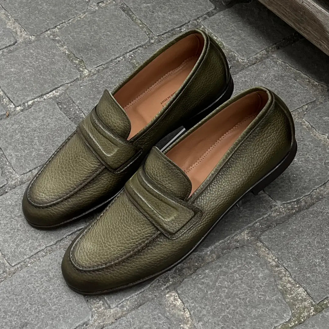 Franceschetti Green Grain Leather Loafer, view 3